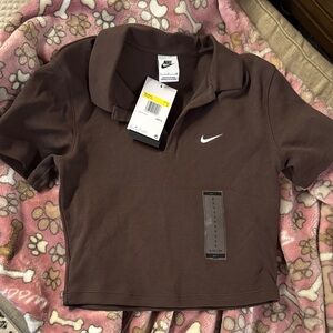 Nike Chocolate Brown Cropped Polo